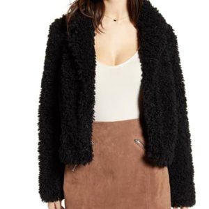 BlankNYC Black Licorice Faux Fur Teddy Crop Coat S